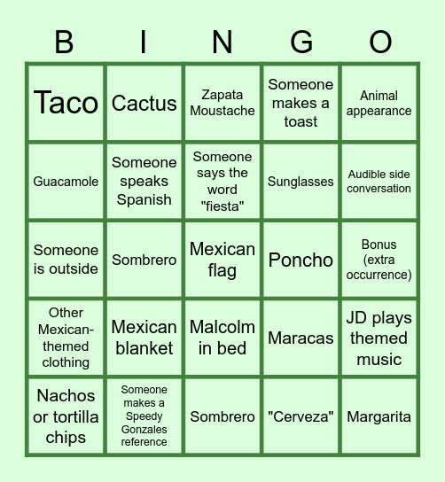 TEST Cinco de Mayo Meeting Bingo Card