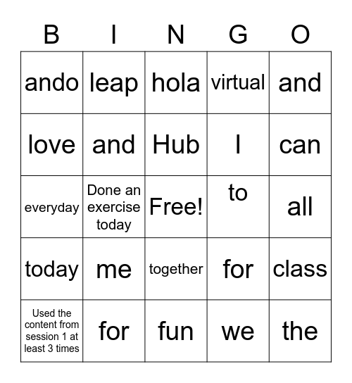 LEAP BINGO Card