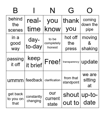 Huddle Bingo Card
