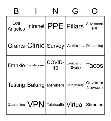 CCALAC Bingo Card