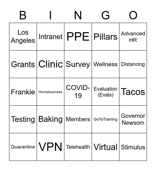 CCALAC Bingo Card