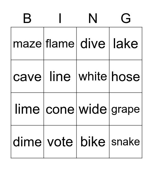 CVCE Bingo Card