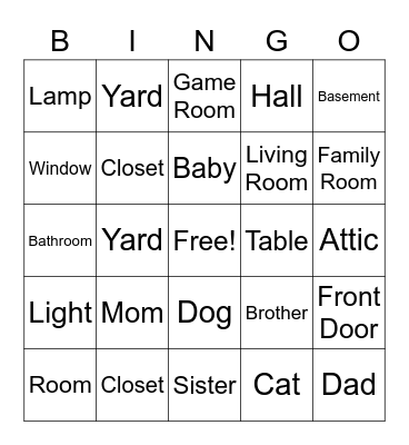 At Home/Family ASL Bingo Card