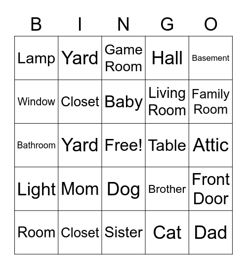 At Home/Family ASL Bingo Card