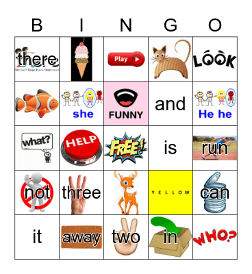 Sight Words Bingo Card
