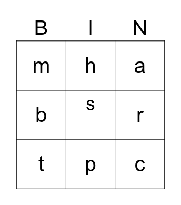 Alphabet Bingo Card