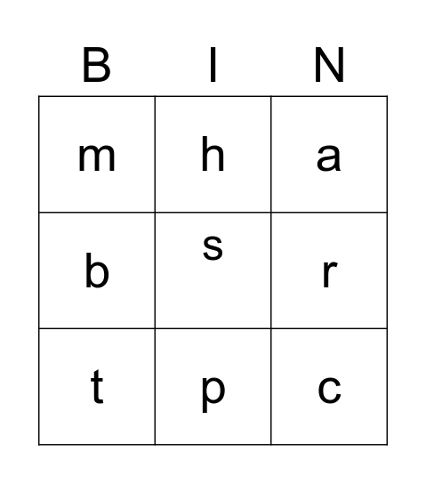 Alphabet Bingo Card