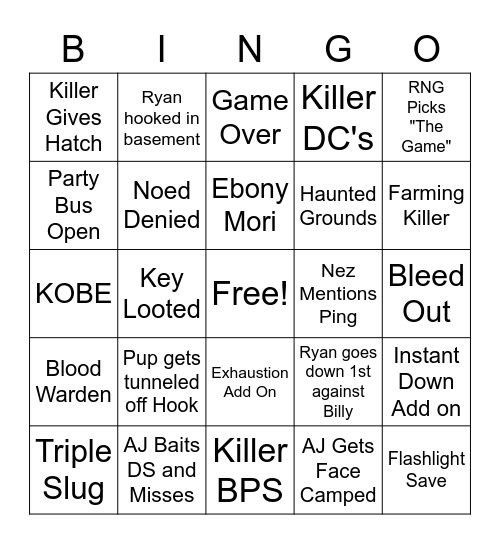 DBD BINGO Card