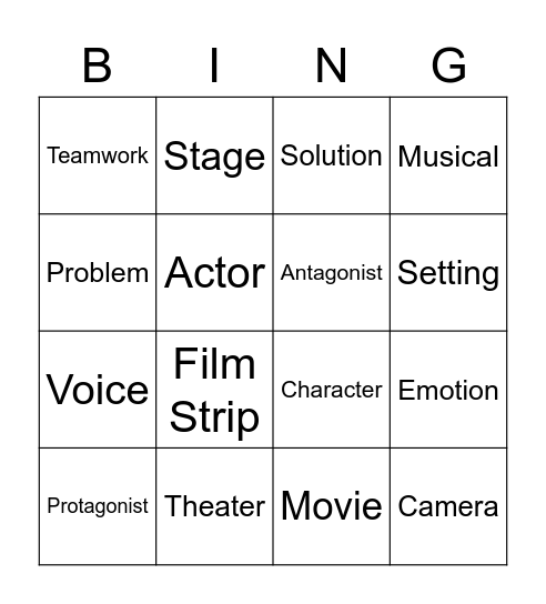 Performing Arts Bingo! Bingo Card