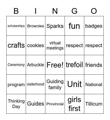 GGC Training Zoom Meeting Bingo Card