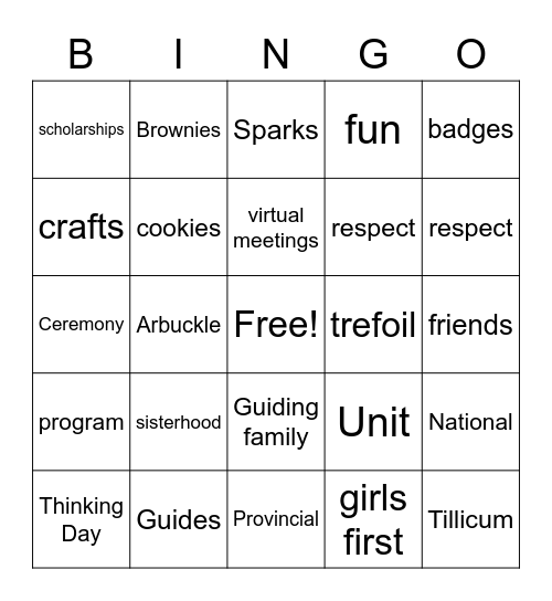 GGC Training Zoom Meeting Bingo Card