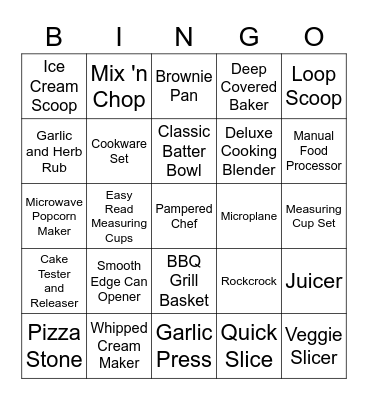 Pampered Chef Bingo Card