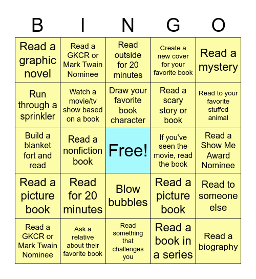 Summer Reading Bingo- 3rd, 4th, 5th Bingo Card