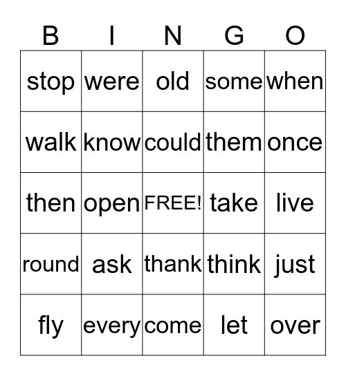 Sight Word BINGO!!!!  Bingo Card
