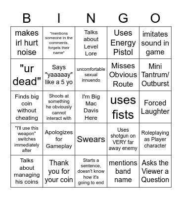 BMD Bingo Card