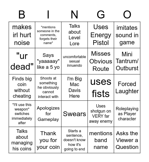 BMD Bingo Card