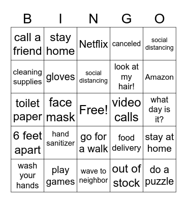 Lockdown Bingo Card