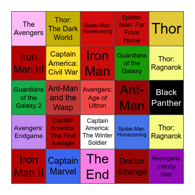 Marvel Marathon Bingo Card