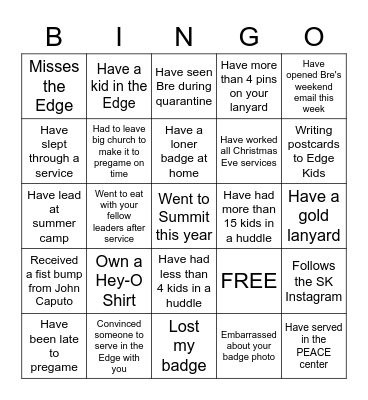 Edge Zoom Bingo Card