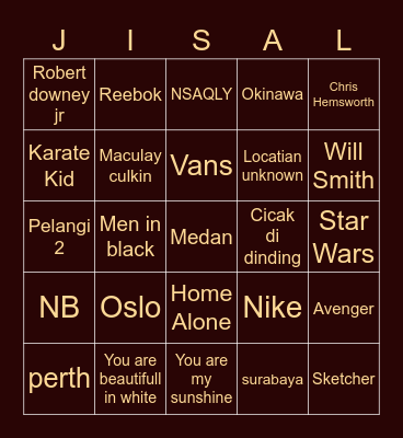 Haxen Sayang Bingo Card