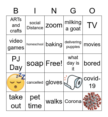 Quarantine 2020 Bingo Card