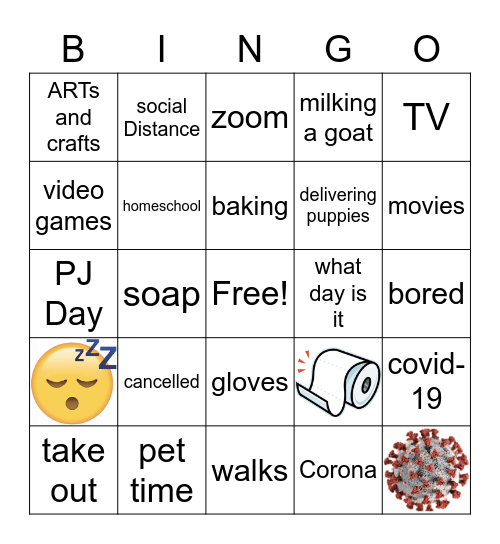 Quarantine 2020 Bingo Card