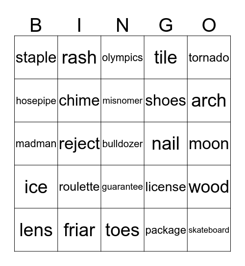 P.I. BINGO Card