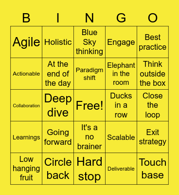 This Working Life Business Buzzwords Bingo Card