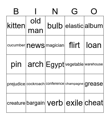 P.I. BINGO Card