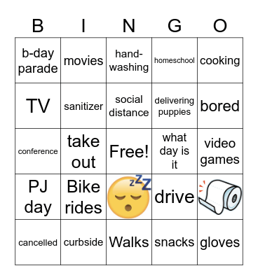 Quarantine 2020 Bingo Card