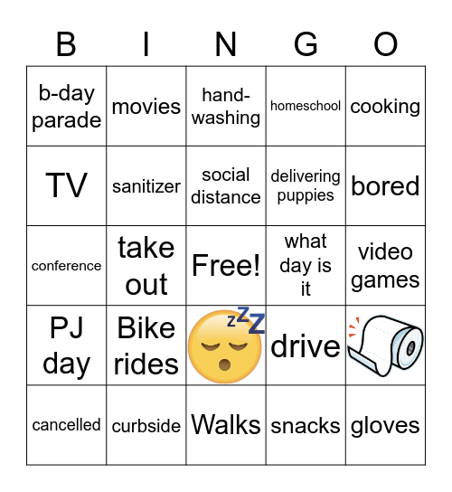 Quarantine 2020 Bingo Card