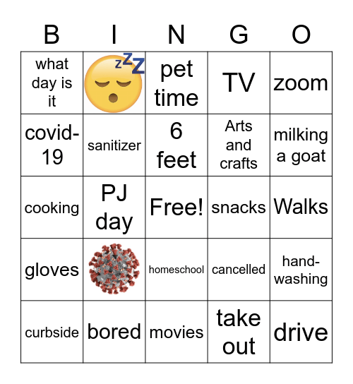 Quarantine Bingo 2020 Bingo Card