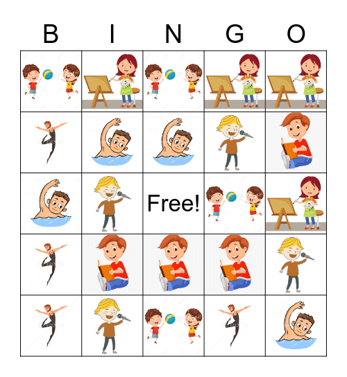 Chinese - Hobbies Bingo Card