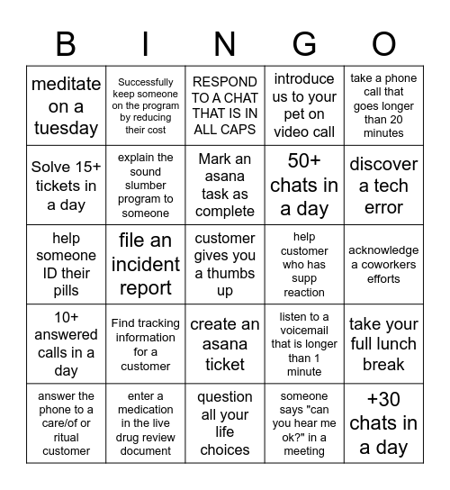 PERSONA Bingo Card