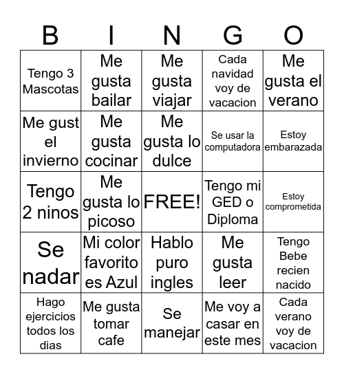 Fun Bingo Card