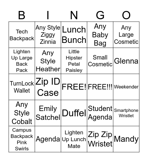 Morgan's VB Bingo Card