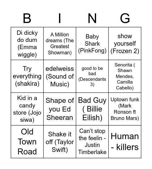 Jingo Bingo Card