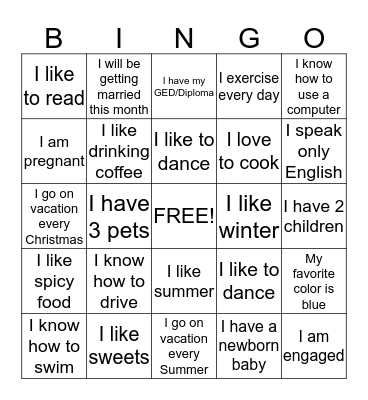 Fun Bingo Card