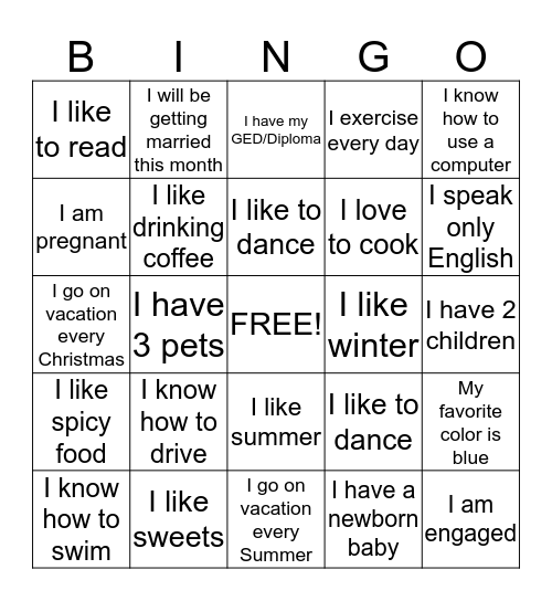 Fun Bingo Card