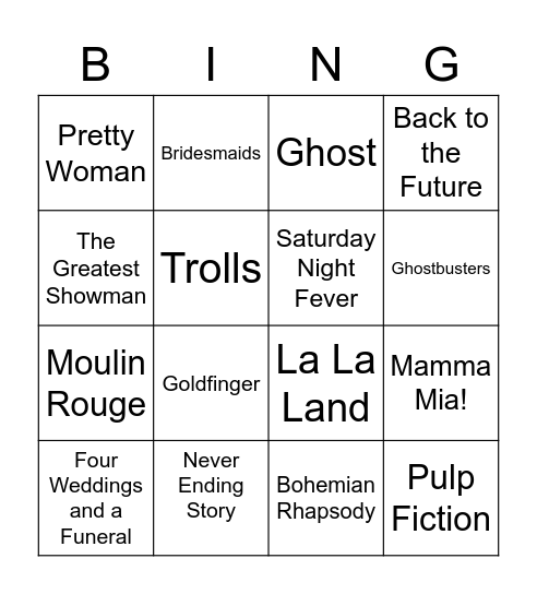 Movies Bingo Card