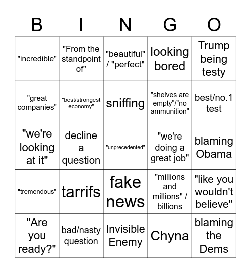 Trump Bingo 2005_1 Bingo Card