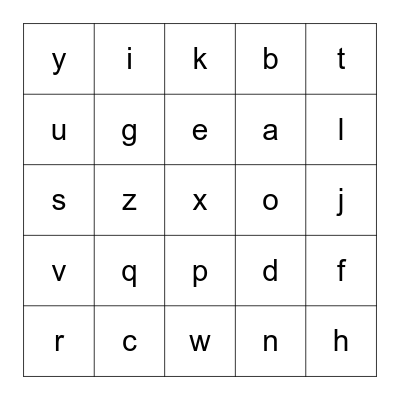 test card Bingo Card