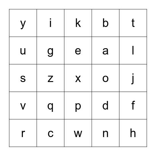 test card Bingo Card