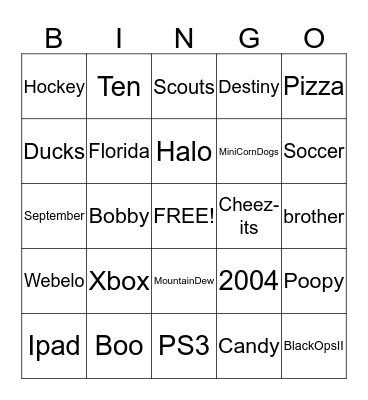 Santi Bingo Card