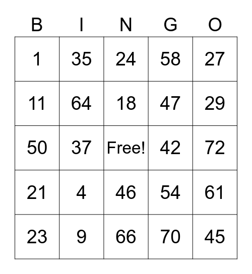 MY card Bingo Card