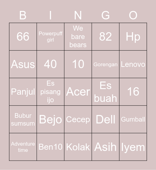 @prisyaka Bingo Card