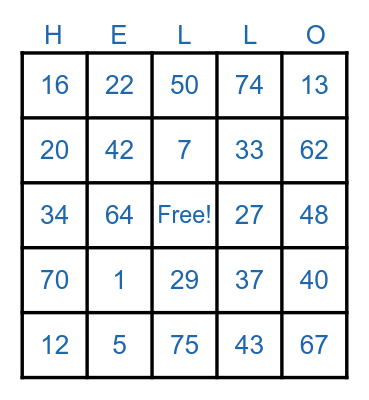 ZOOM ZOOM BINGO Card