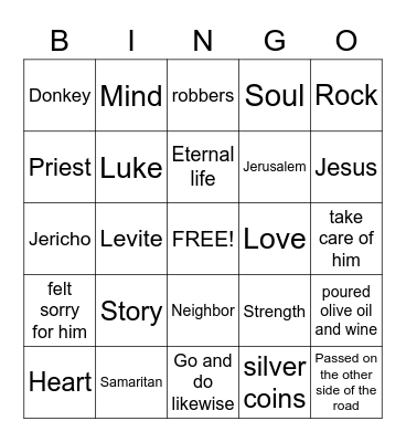 The Good Samaritan - Game 2 Bingo Card
