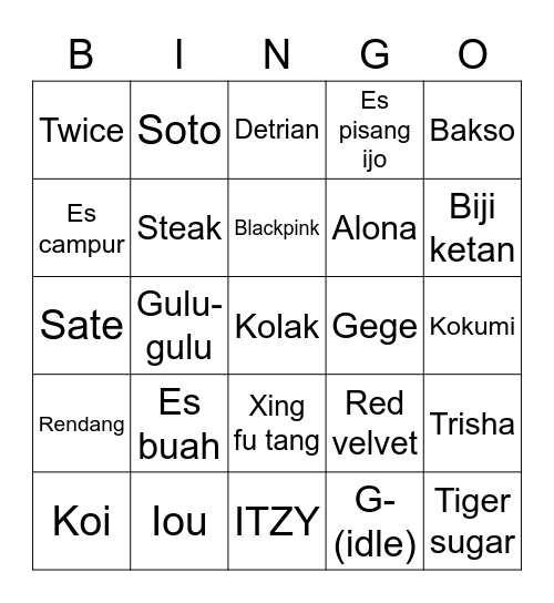 Bingo with Iou jiaakhh Bingo Card