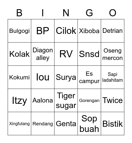 @ceciliaudrey Bingo Card